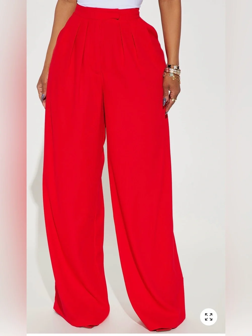 Fashion Nova Vibrant Red Wide-Leg High-Rise Trousers - Picture 1 of 2